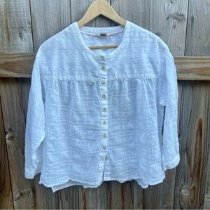 Anthropologie Pilcro White Textured Button-Down Shirt - Small Petite